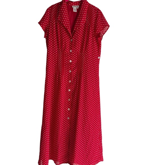 Coldwater Creek Dresses & Skirts - COLDWATER CREEK Red White Polka Dot Button Long Classic Ladies Dress, 10